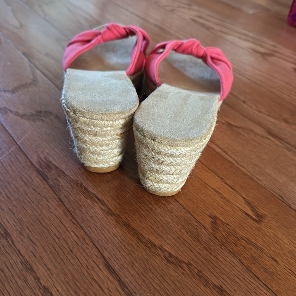 Women's Pink Espadrille Wedge Sandals - Picture 4 of 4